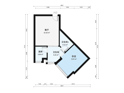 东门168小区1室1厅户型图3