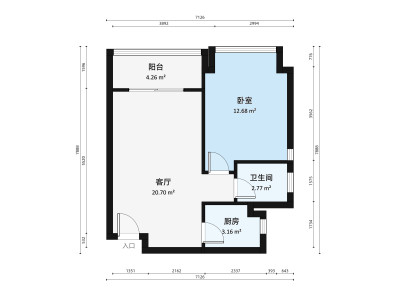 锦绣海湾城七期小区1室1厅户型图1