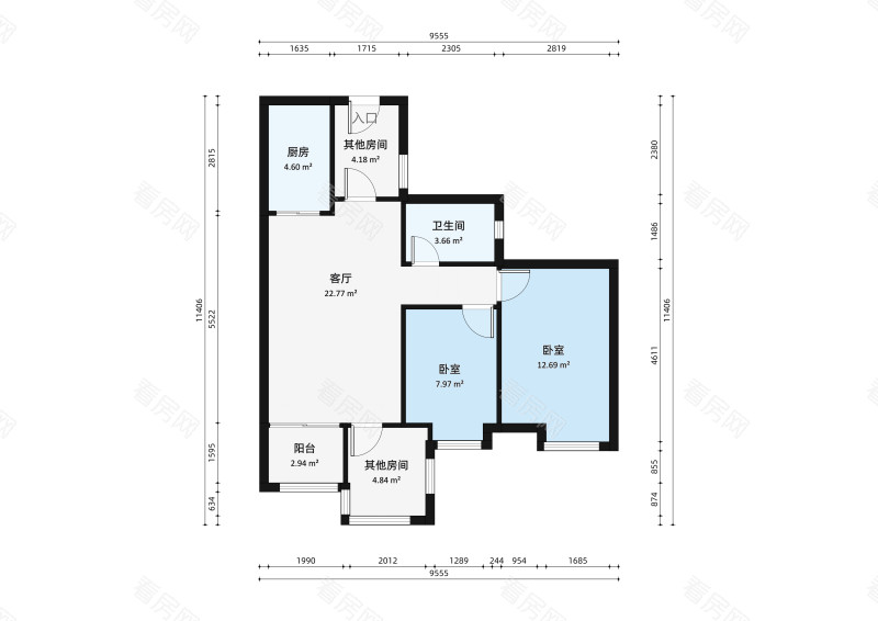 时代倾城三期小区2室1厅户型图2