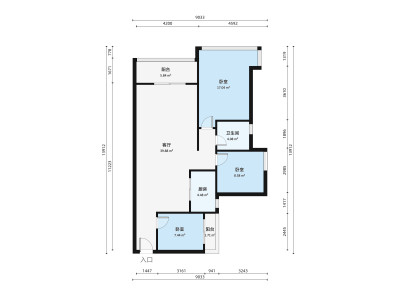 天峦湖小区3室2厅户型图4