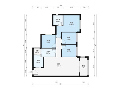 龙光天禧小区3室2厅户型图3