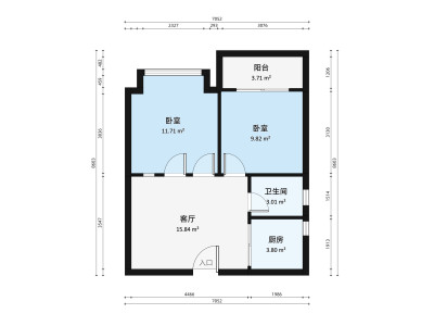 卡罗社区小区1室1厅户型图1