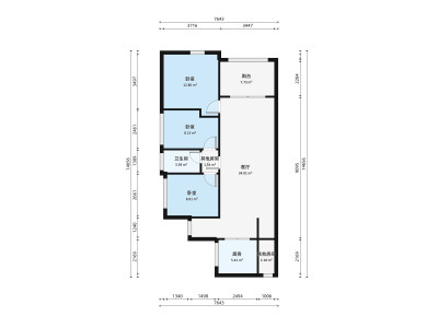 天麓花园小区3室1厅户型图3