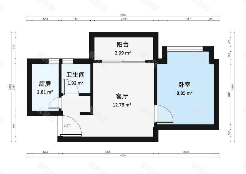 皇庭世纪小区1室1厅户型图4