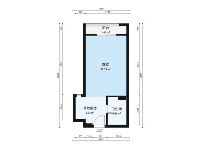 万科金域蓝湾小区1室1厅户型图1