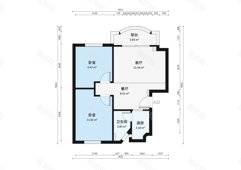 永怡花园北区小区2室1厅户型图6