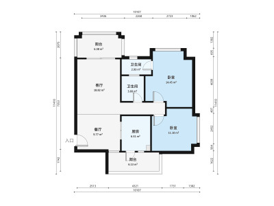 大信海岸家园西区小区2室2厅户型图1