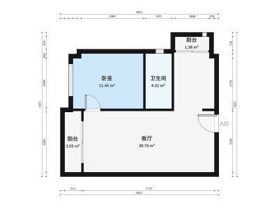 碧桂园云空间小区3室2厅户型图1