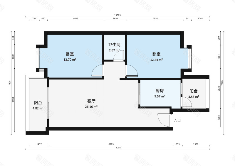 康庭苑小区2室2厅户型图4