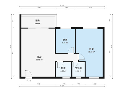 亨达花园二期小区2室2厅户型图1