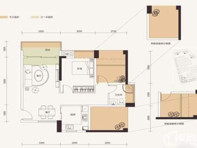 金众云山栖小区1室2厅1卫户型图1