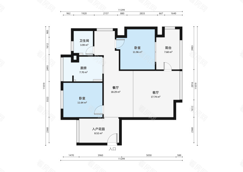 远洋城天骄小区3室2厅户型图11