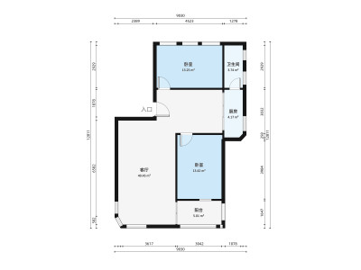 桂三社区七街区小区2室2厅户型图1