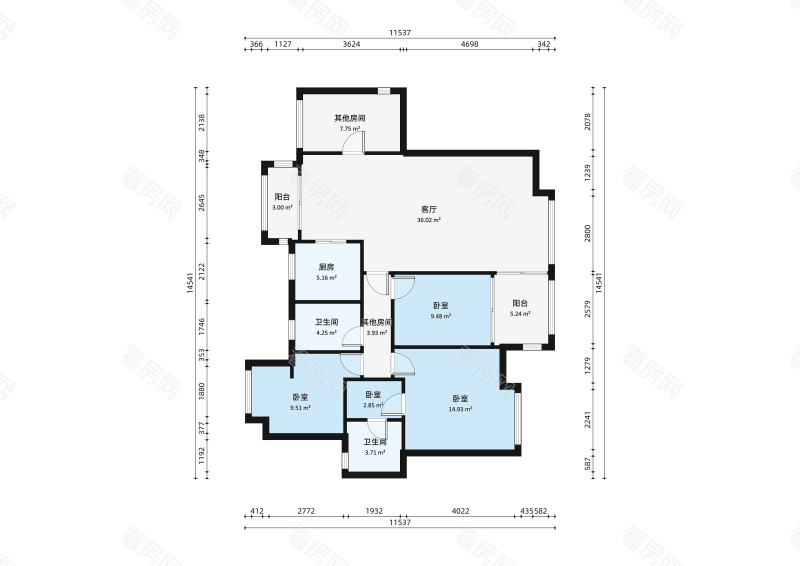 远洋城天骄小区3室2厅户型图3