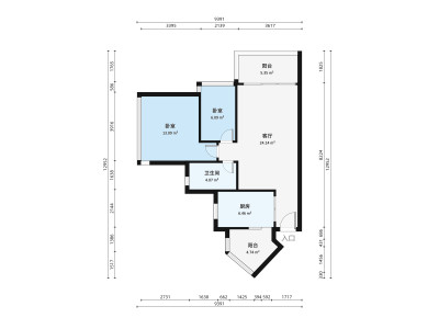 海印长城一期小区2室1厅1卫户型图3