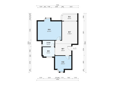 城市花园宝富阁小区2室2厅户型图1
