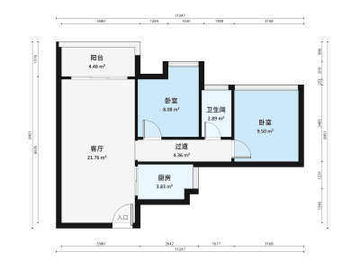 海心汇福园小区2室2厅户型图1