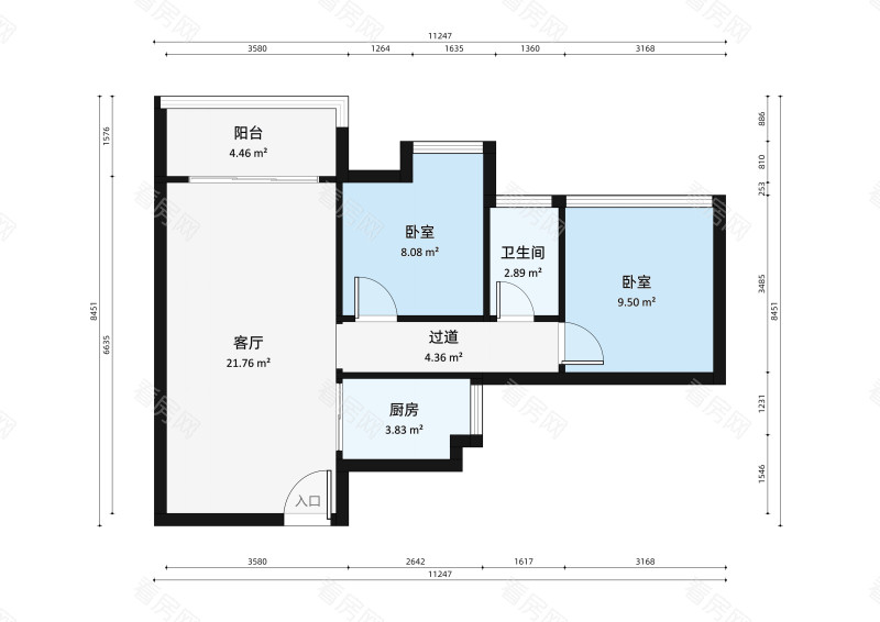 海心汇福园小区2室2厅户型图