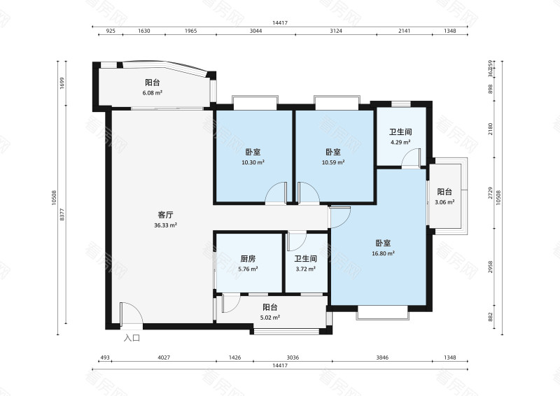 半山翠苑小区3室2厅户型图2