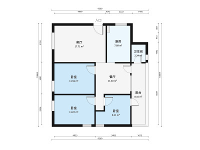 兴业街小区3室2厅户型图1