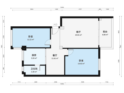景富新村小区2室1厅户型图2
