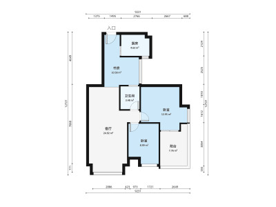 恒立听海花园小区2室1厅户型图1