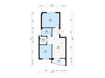 恒海花园小区3室1厅户型图1