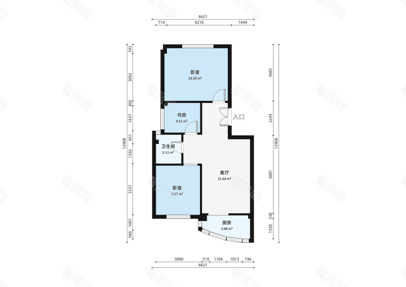 恒海花园3室1厅户型图1