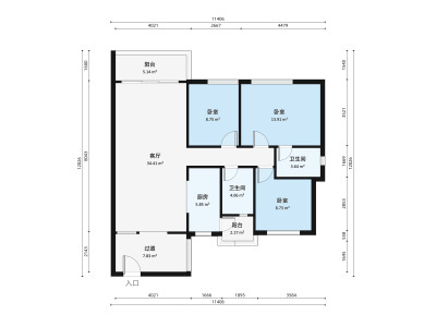首誉小区3室2厅户型图3