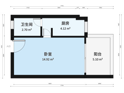 金沙新城小区1室0厅户型图2
