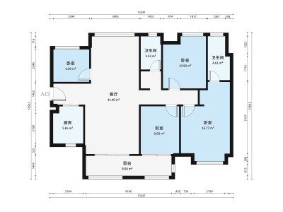 保利茉莉公馆小区4室1厅户型图3