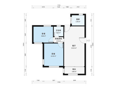 济虹新村小区2室2厅户型图1