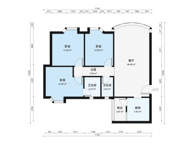 昌盛豪苑二期小区3室2厅户型图3