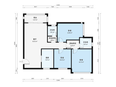 中邦浪琴湾一期小区3室1厅户型图3
