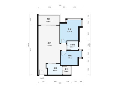 樵山美地花园小区2室1厅户型图2