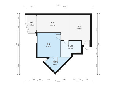 君悦豪庭一期小区1室2厅户型图1