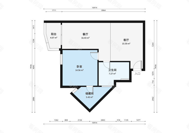 君悦豪庭一期小区1室2厅户型图
