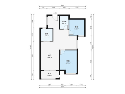 华鸿水云四季小区2室2厅户型图1