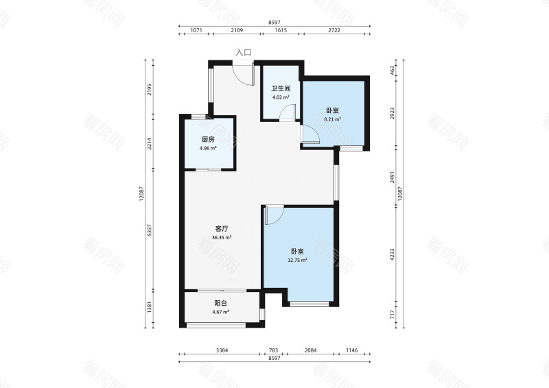 华鸿水云四季小区2室2厅户型图