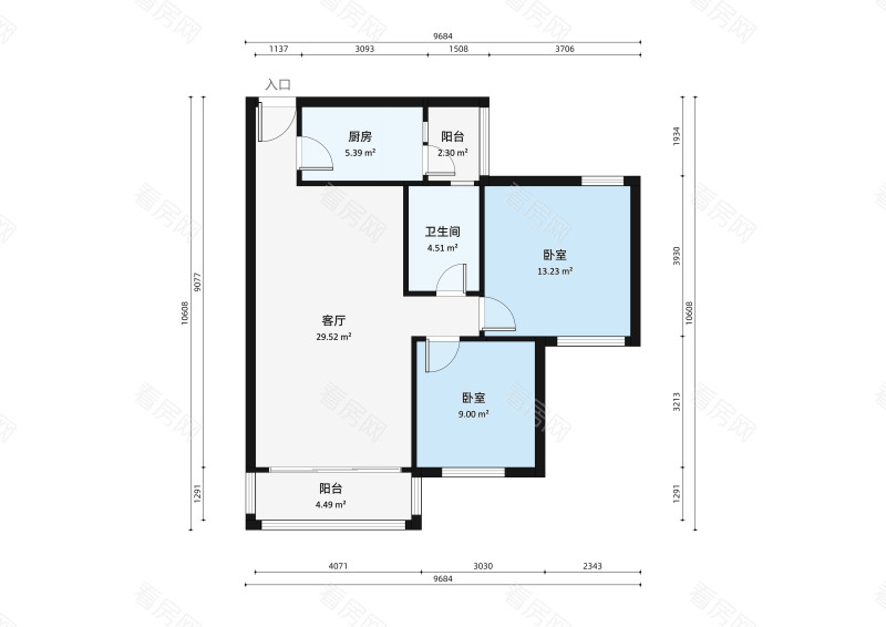 碧桂花城翠湖畔一区小区2室2厅户型图