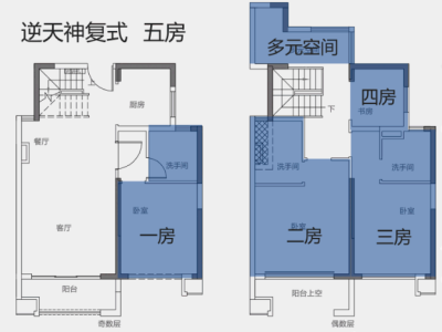 雅居乐融创三江府小区4室2厅2卫户型图2