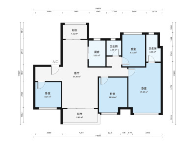 保利玥府小区4室2厅户型图2