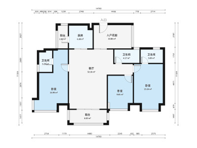 金莎华府小区4室2厅户型图1