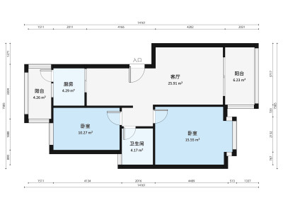忠信丽苑三期小区2室2厅户型图1