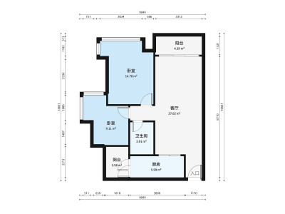 保利御江南小区2室1厅户型图3