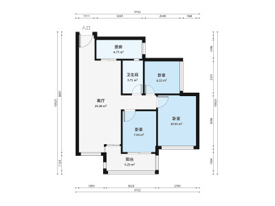 京基御景印象一期小区3室1厅户型图3
