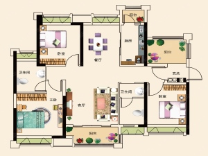 万达广场(三水) 4室2厅 138.84㎡ 精装佛山三水区云东海街道二手房图片