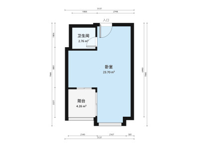 时代城一期小区1室1厅户型图1