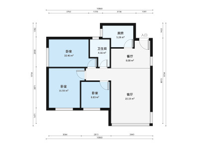 金丰苑小区3室2厅户型图1
