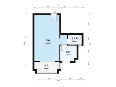 锦绣海湾城六期小区1室1厅户型图1